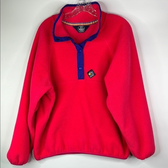 Vintage Woolrich Sigmet Gear Hot Pink Pullover Fleece Jacket Size Large - Picture 1 of 8